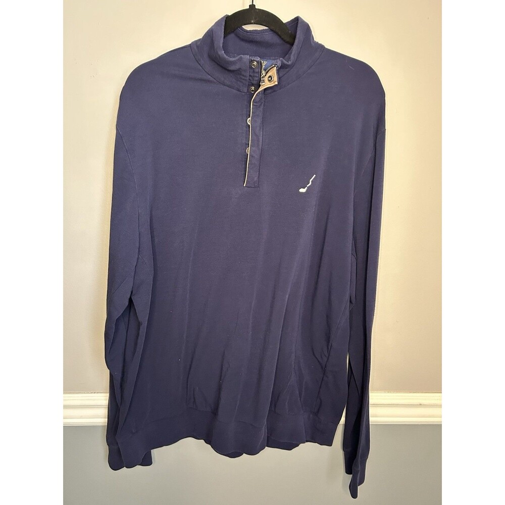 Polo Golf Ralph Lauren Mens 1/4 Zip Snap Jacket XL TG. Blue Pullover Long Sleeve